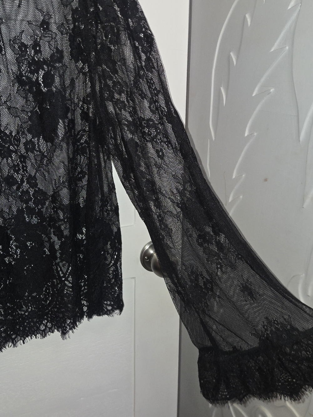 Forever 21 Black Lace Floral Sheer Blouse - Picture 7 of 11